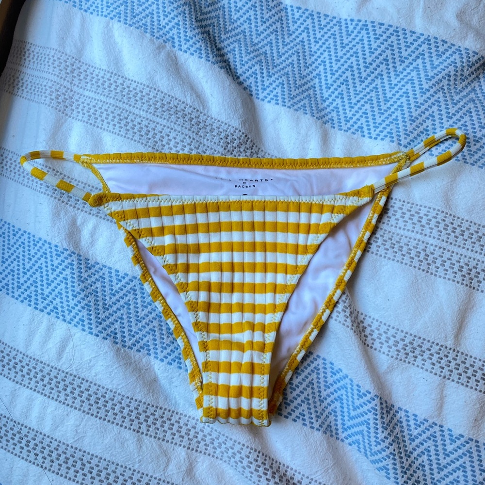 LA Hearts yellow & white string bikini bottom